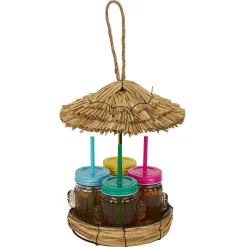 Gifi Lot de 4 gobelets à paille 260ml forme cactus dans décor estival