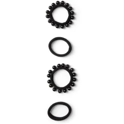 Gifi Beauté^Lot de 4 élastiques à cheveux avec perles polyester noir