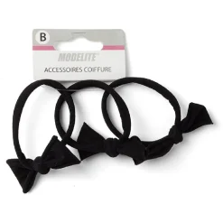 Gifi Beauté^Lot de 3 élastiques à cheveux avec noeud papillon polyester noir