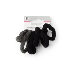 Gifi Beauté^Lot de 6 élastiques à cheveux larges polyester doux noir et gris