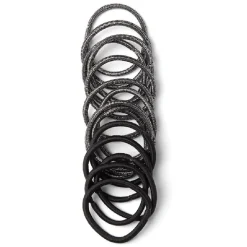 Gifi Beauté^Lot de 15 élastiques à cheveux polyester noir et blanc aspect chiné