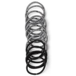 Gifi Beauté^Lot de 15 élastiques à cheveux polyester noir et blanc aspect chiné