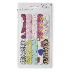 Gifi Beauté^Lot de 10 limes à ongles à motifs L11x4cm
