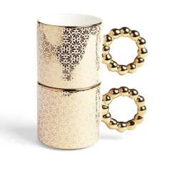 Gifi Lot de 2 mugs 30cl design chic rose et doré