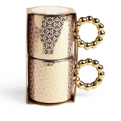 Gifi Lot de 2 mugs 30cl design chic rose et doré