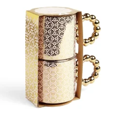 Gifi Lot de 2 mugs 30cl design chic rose et doré