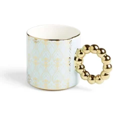 Gifi Lot de 2 mugs 30cl design chic bleu clair et doré