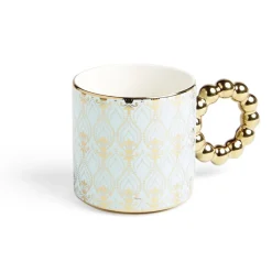Gifi Lot de 2 mugs 30cl design chic bleu clair et doré