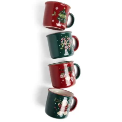 Gifi Lot de 4 mugs en céramique décor Noël 365ml