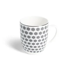 Gifi Lot de 4 mugs 200ml porcelaine Ø8,8x10,4cm noir et blanc