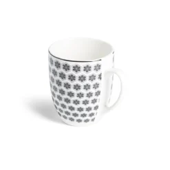 Gifi Lot de 4 mugs 200ml porcelaine Ø8,8x10,4cm noir et blanc