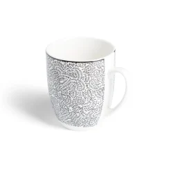 Gifi Lot de 4 mugs 200ml porcelaine Ø8,8x10,4cm noir et blanc