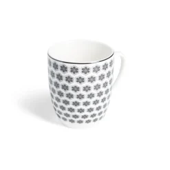 Gifi Lot de 4 mugs 200ml porcelaine Ø8,8x10,4cm noir et blanc