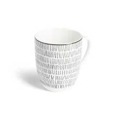 Gifi Lot de 4 mugs 200ml porcelaine Ø8,8x10,4cm noir et blanc