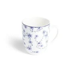 Gifi Lot de 4 mugs 200ml porcelaine Ø8,8x10,4cm bleu et blanc