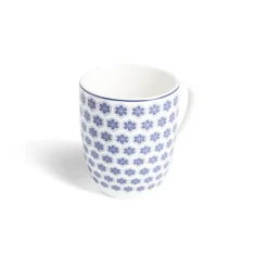 Gifi Lot de 4 mugs 200ml porcelaine Ø8,8x10,4cm bleu et blanc