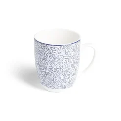 Gifi Lot de 4 mugs 200ml porcelaine Ø8,8x10,4cm bleu et blanc