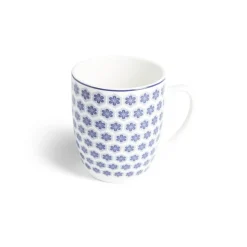 Gifi Lot de 4 mugs 200ml porcelaine Ø8,8x10,4cm bleu et blanc