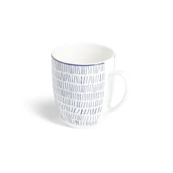 Gifi Lot de 4 mugs 200ml porcelaine Ø8,8x10,4cm bleu et blanc