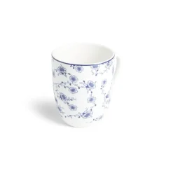 Gifi Lot de 4 mugs 200ml porcelaine Ø8,8x10,4cm bleu et blanc