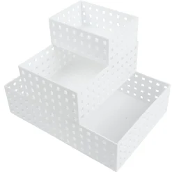 Gifi Rangement|Lot de 3 panières de rangement blanche