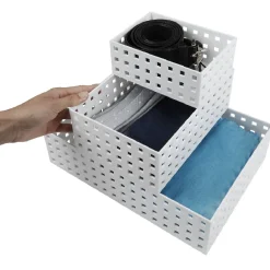 Gifi Rangement|Lot de 3 panières de rangement blanche