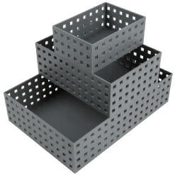 Gifi Rangement|Lot de 3 panières de rangement grise