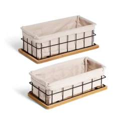 Gifi Rangement|Lot de 2 panières métal et bois
