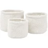 Gifi Rangement|Lot de 3 panières rondes effet laine bouclée polyester blanc