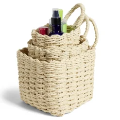 Gifi Rangement|Lot de 3 panières tressées rangement salle de bain