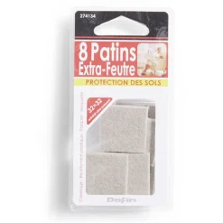 Gifi Quincaillerie^Lot de 8 patins en feutre adhésif ultra puissant - 32x32 mm