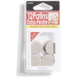 Gifi Quincaillerie^Lot de 12 patins en feutre adhésif ultra puissant beige - Ø25 mm