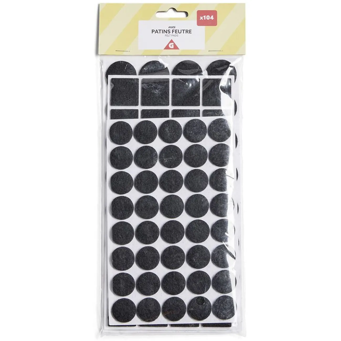 Gifi Quincaillerie^Lot de 104 patins en feutre noir - 3 tailles