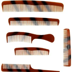 Gifi Beauté^Lot de 6 peignes en plastique marron et noir