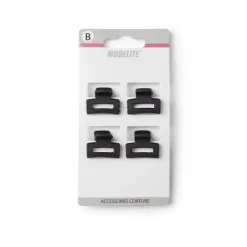 Gifi Beauté^Lot de 4 pinces à cheveux plastique noir mat 2cm