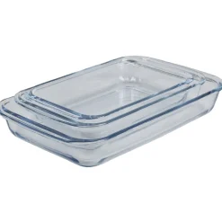 Gifi Lot de 3 plats à four empilables en verre