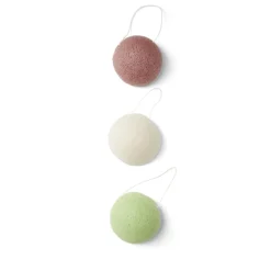 Gifi Beauté^Lot de 3 éponges konjac coeur vert beige marron