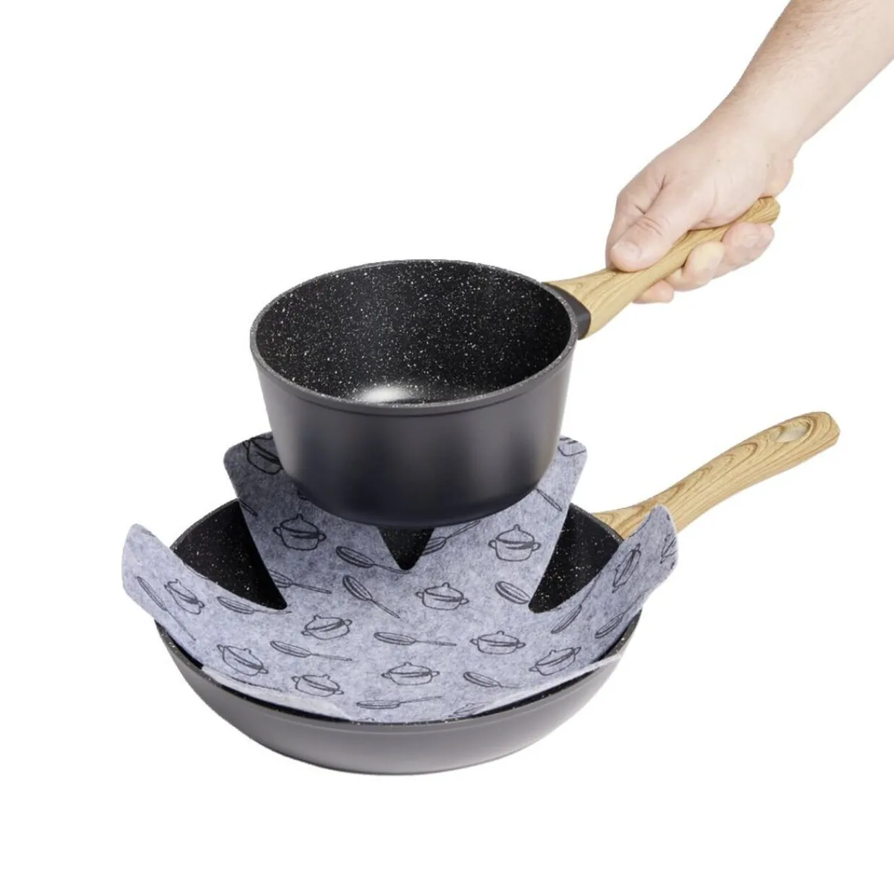 Gifi Lot de 3 protège-poêles Ø38cm polyester noir ou gris