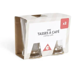 Gifi Lot de 2 tasses à café 170ml verre transparent