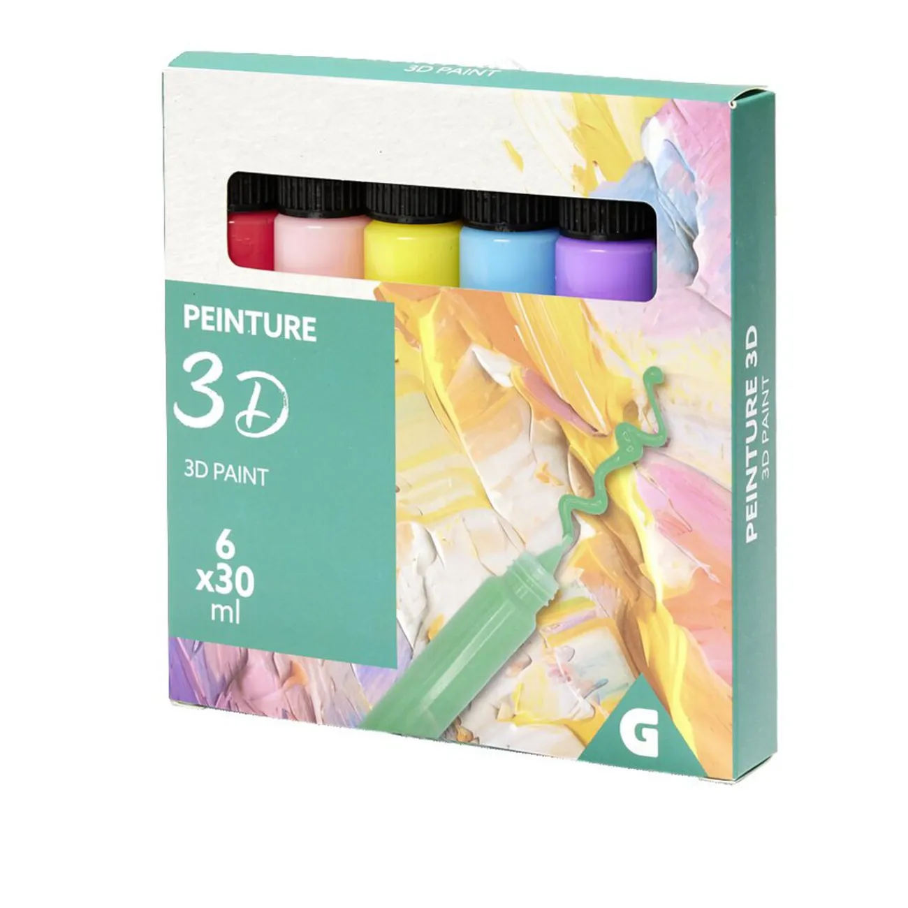 Gifi Peinture^Lot de 6 tubes de peinture 3D acrylique 30ml