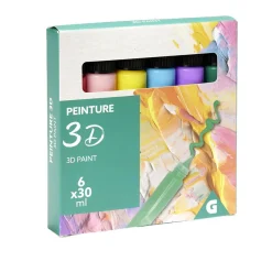 Gifi Peinture^Lot de 6 tubes de peinture 3D acrylique 30ml