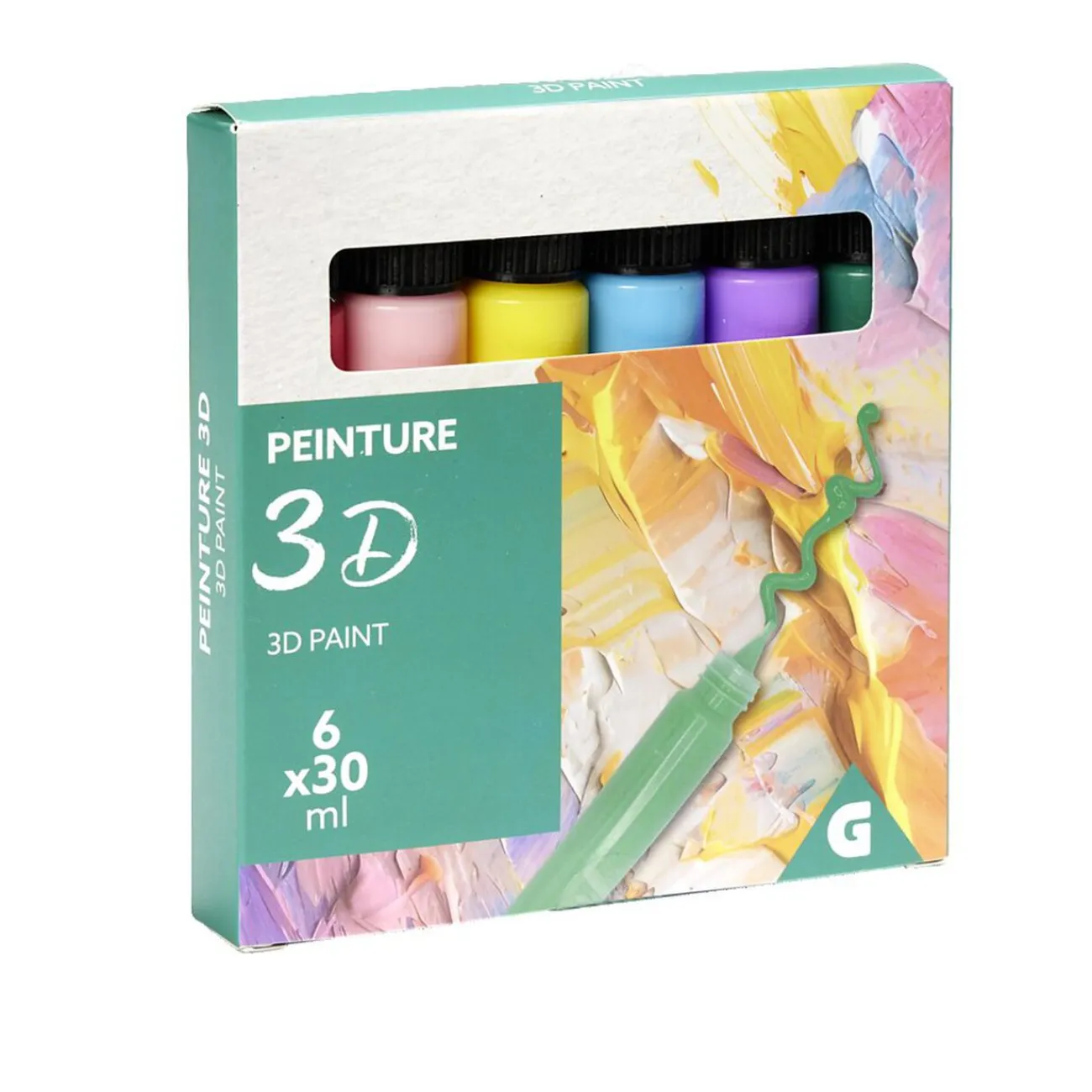 Gifi Peinture^Lot de 6 tubes de peinture 3D acrylique 30ml