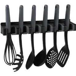 Gifi Lot de 6 ustensiles avec support noir gris