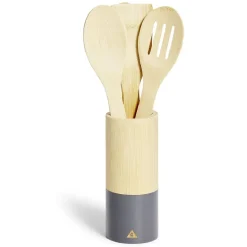 Gifi Lot de 4 ustensiles de cuisine dans pot en bambou
