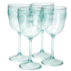 Gifi Lot de 4 verres à pied en plastique effet martelé
