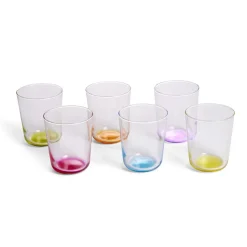 Gifi Lot de 6 verres 31cl transparents avec fond coloré