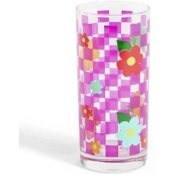 Gifi Lot de 3 verres motif fleurs et carreaux 290ml