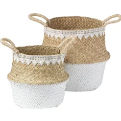 Gifi Rangement|LOT panière boule en jute et dentelle - OK FAIT