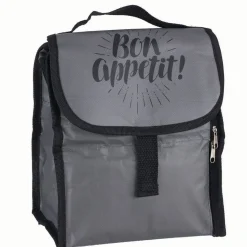 Gifi Lunch bag réfrigérant gris et noir inscription Bon Appétit !