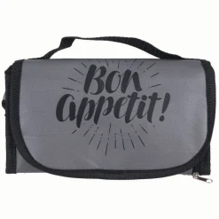 Gifi Lunch bag réfrigérant gris et noir inscription Bon Appétit !